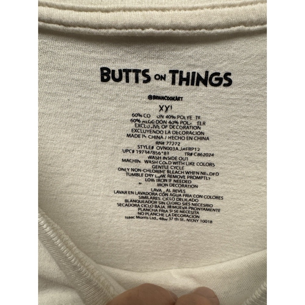 Butts on Things funny Cotton Poly Tee Size XXL Unisex BrianCookArt - Picture 8 of 8